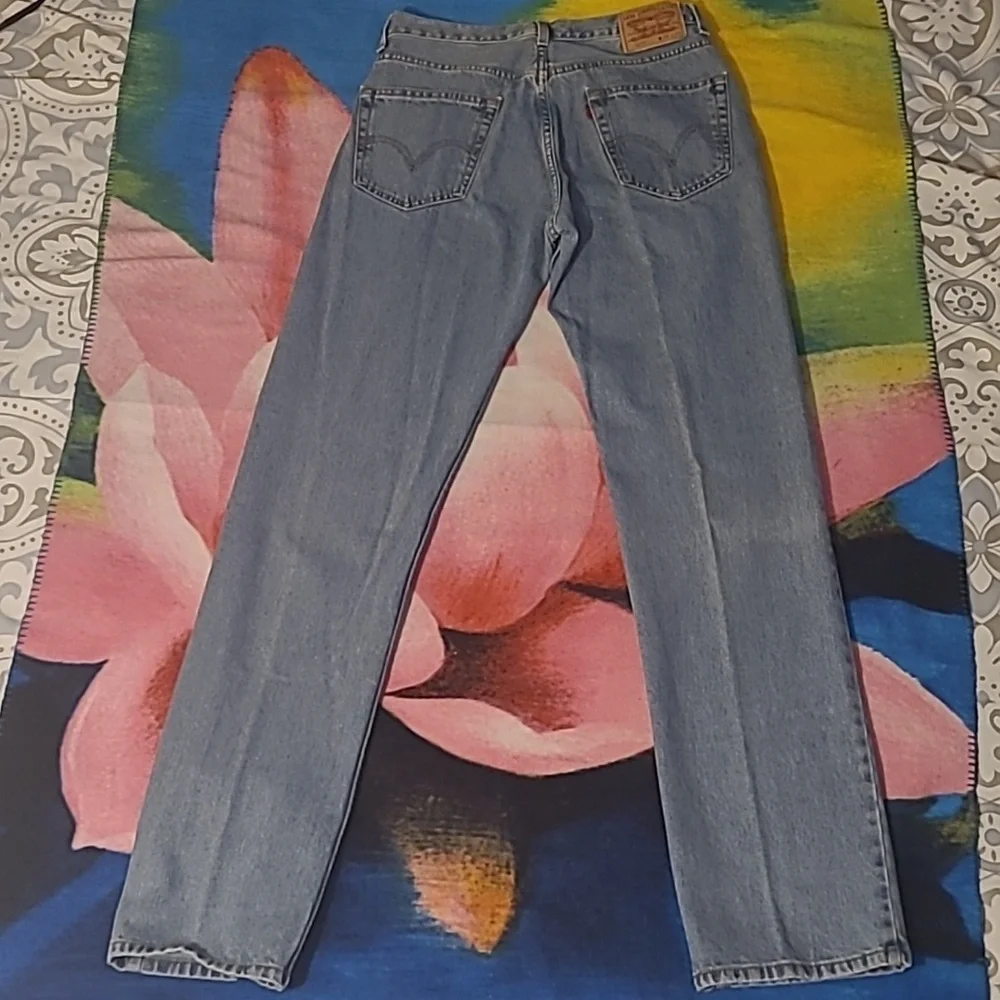 Levi’s 505 Vintage Denim Jeans Straight Leg Faded Blue Wash Distressed 31 x  35